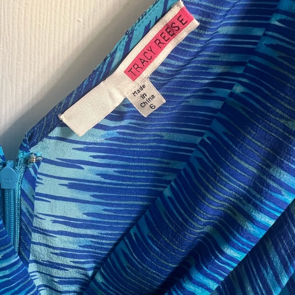 Tracy Reese Blue Silk Mini Dress-Size 6 - Picture 4 of 7